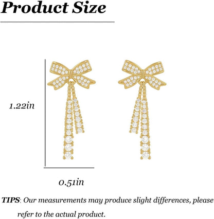 Bow Earrings for Women Pearl Bow Earrings Rhinestone Earring Gold Dangle Earring Christmas Jewelry Gifts Outfits Stocking Stuffers