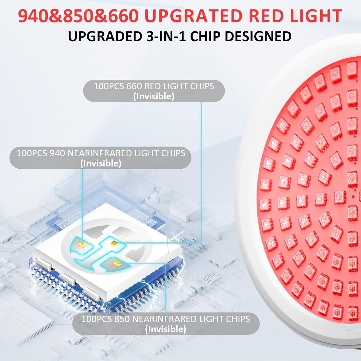 Red Light Lamp, Infrared Light, Height Adjustable & Angle Adjustable & Timer, 100Leds Red Lamp for Home Use