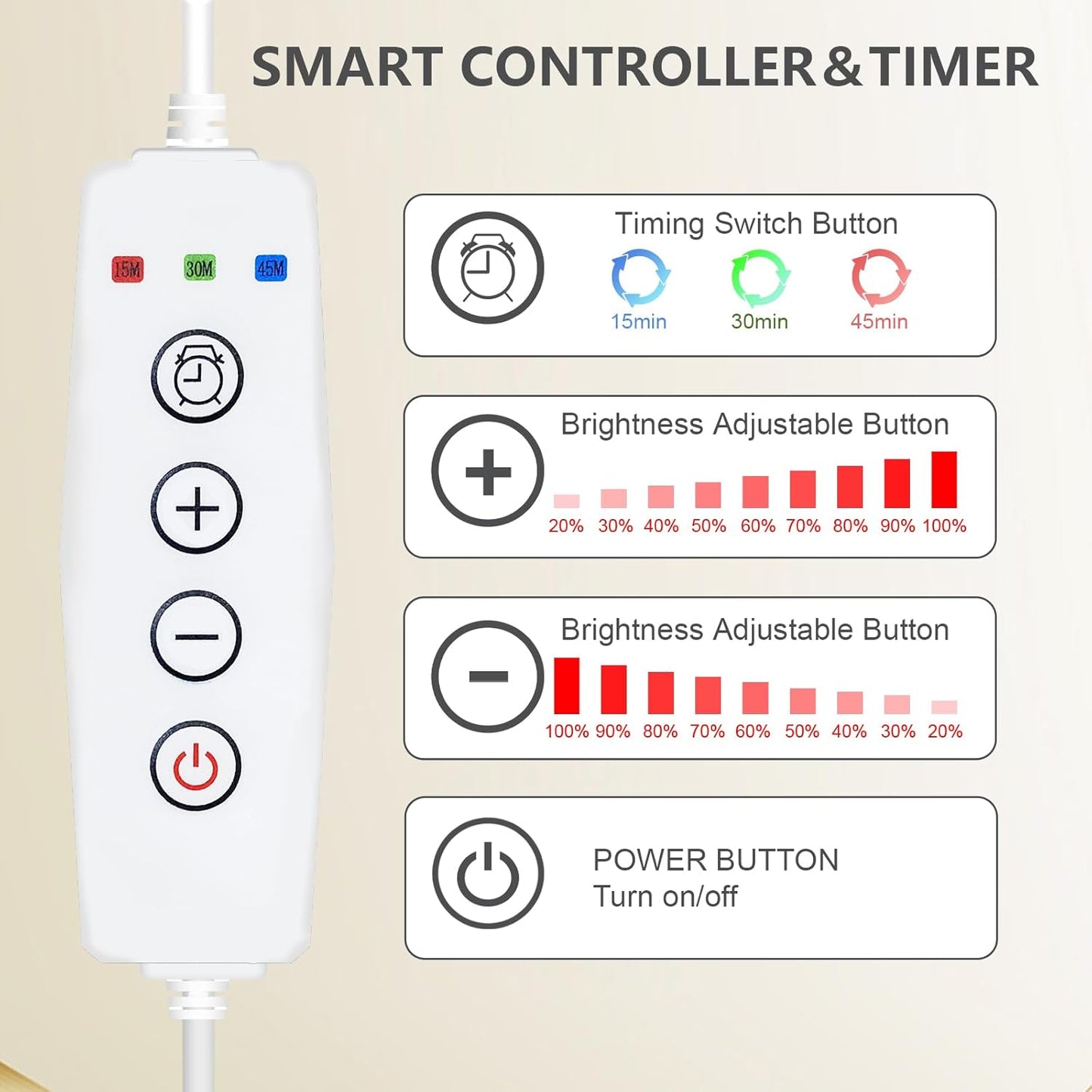 Red Light Lamp, Infrared Light, Height Adjustable & Angle Adjustable & Timer, 100Leds Red Lamp for Home Use