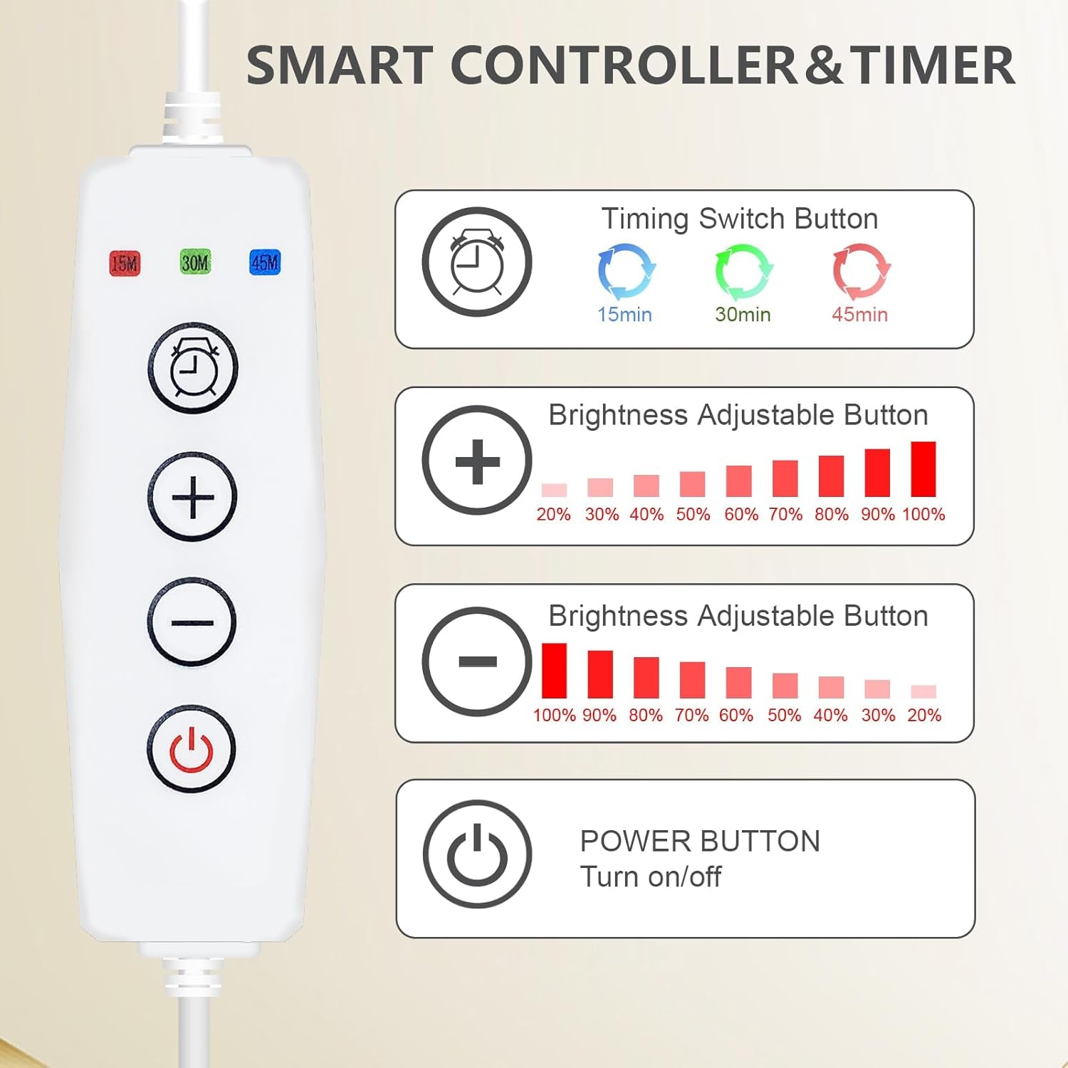 Red Light Lamp, Infrared Light, Height Adjustable & Angle Adjustable & Timer, 100Leds Red Lamp for Home Use
