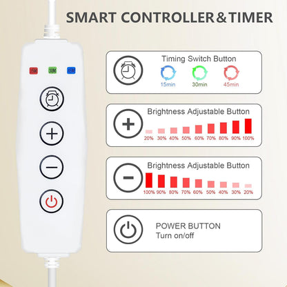 Red Light Lamp, Infrared Light, Height Adjustable & Angle Adjustable & Timer, 100Leds Red Lamp for Home Use